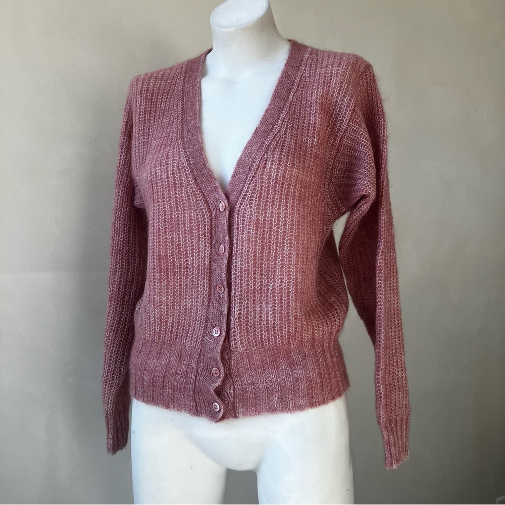 J.G Hook | Vintage Mohair Button Up Open Knit Sweater - Picture 1 of 6